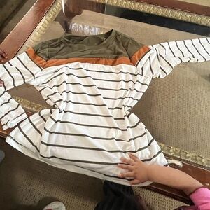 SHEIN Olive Green and Orange Striped